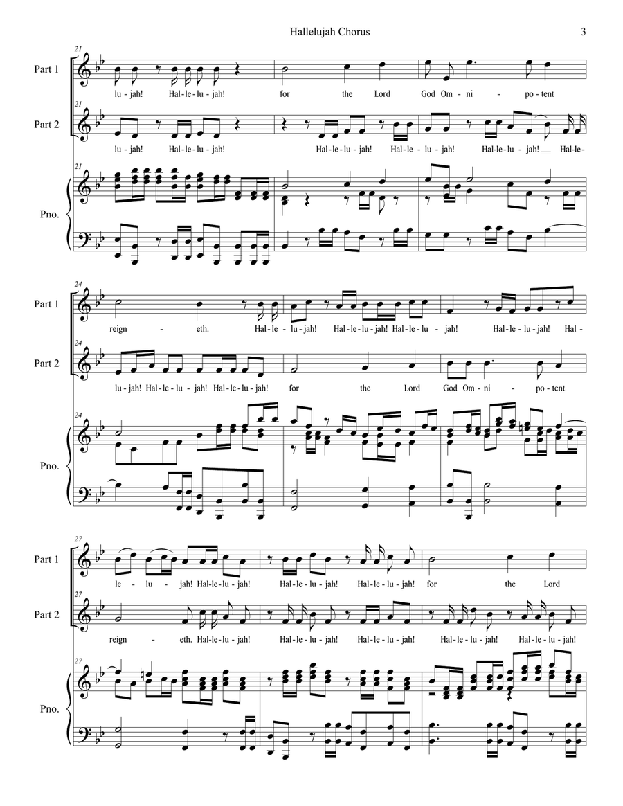 Hallelujah Chorus (2-part choir) 2-Part scores gallery preview page 3