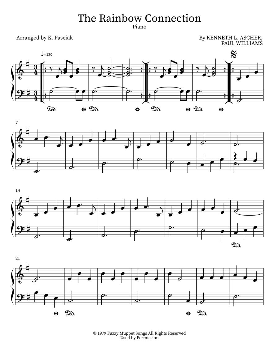 The Rainbow Connection Easy Piano scores gallery preview page 1