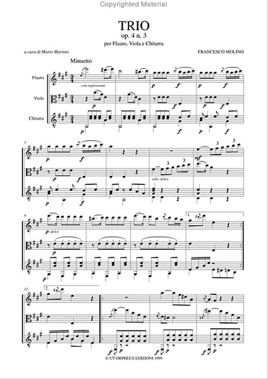 Trio Op. 4 No. 3 for Flute, Viola and Guitar Flute scores gallery preview page 2