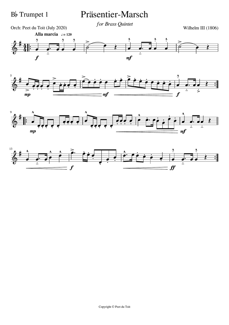 Präsentier-Marsch / Prussian Inspection March - WIllhelm III (Brass Quintet) Brass Quintet scores gallery preview page 3