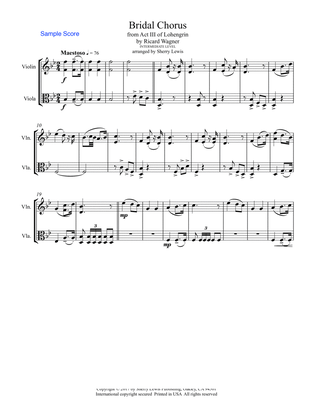 Book cover for BRIDAL CHORUS for Violin and Viola, Intermediate Level