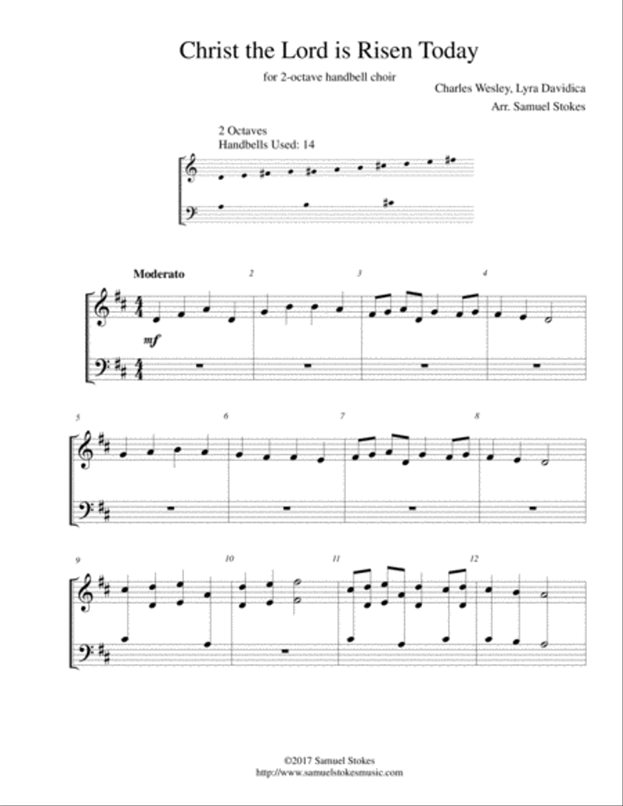 Christ the Lord is Risen Today (Jesus Christ is Risen Today) - for 2-octave handbell choir 2-Octaves scores gallery preview page 1