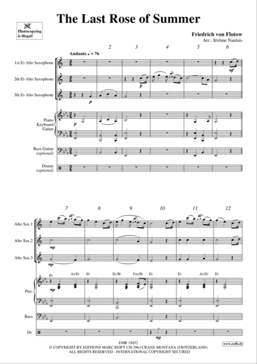 The Last Rose Of Summer The Last Rose Of Summer Alto Saxophone scores gallery preview page 3