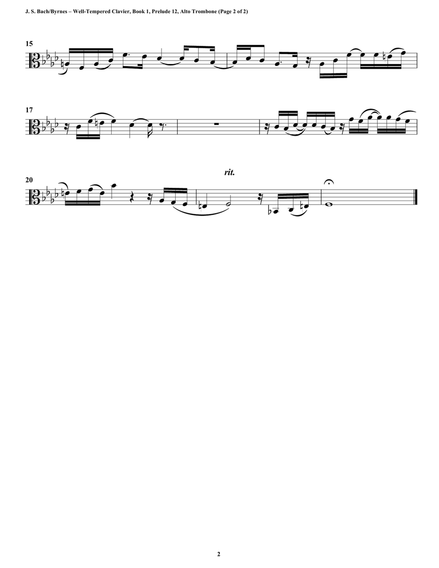 Prelude 12 from Well-Tempered Clavier, Book 1 (Trombone Quintet) Brass Quintet scores gallery preview page 5
