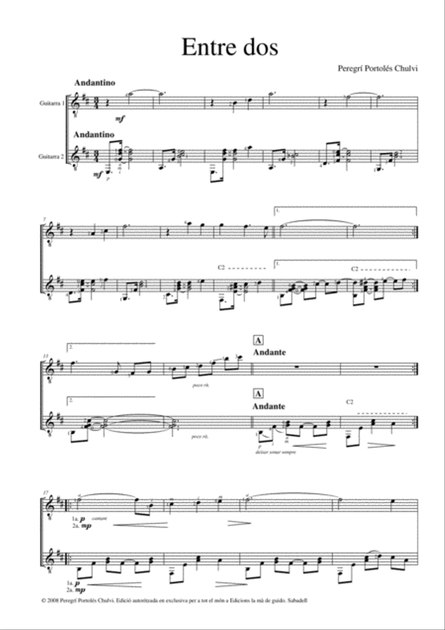 Entre dos Classical Guitar scores gallery preview page 4