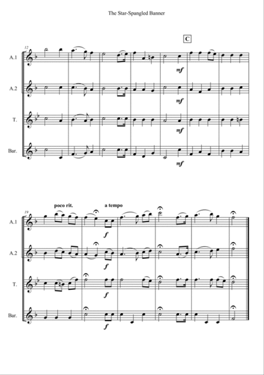 The Star-Spangled Banner Woodwind Quartet scores gallery preview page 2