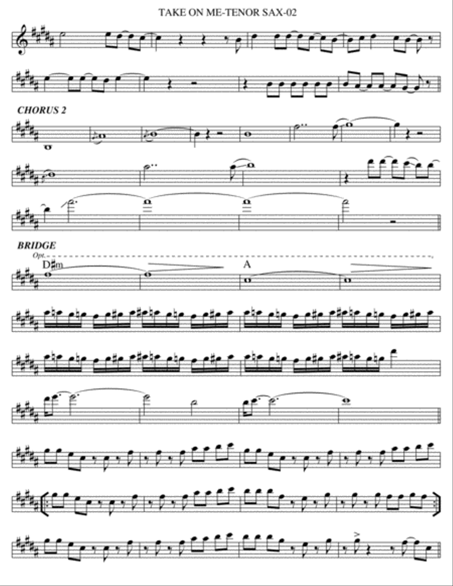 Take On Me Take On Me Tenor Saxophone scores gallery preview page 2