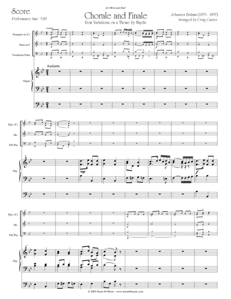 Chorale and Finale, from "Variations on a Theme by Haydn" (for Brass Quintet and Organ) image number null