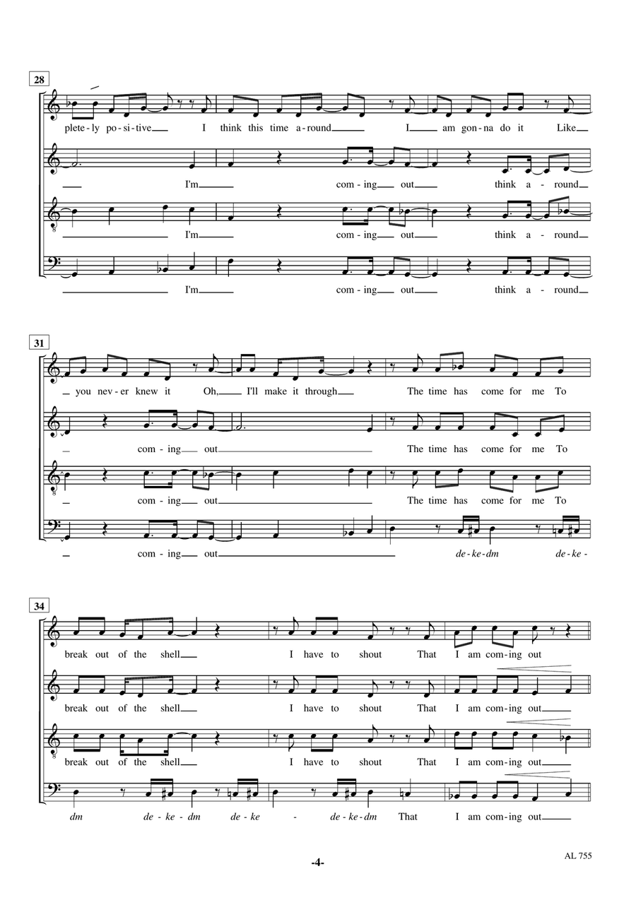 I'm Coming Out 4-Part scores gallery preview page 4