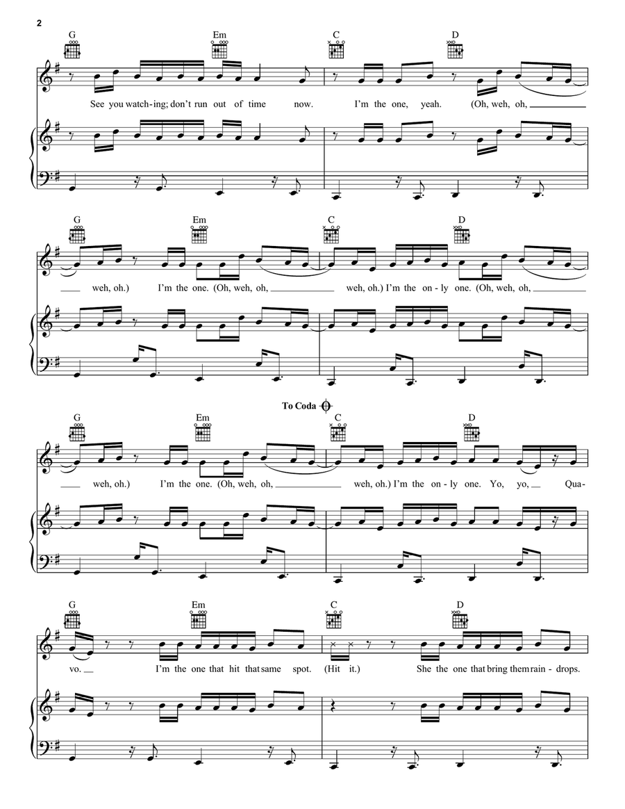 I'm The One I'm The One Piano, Vocal, Guitar scores gallery preview page 2