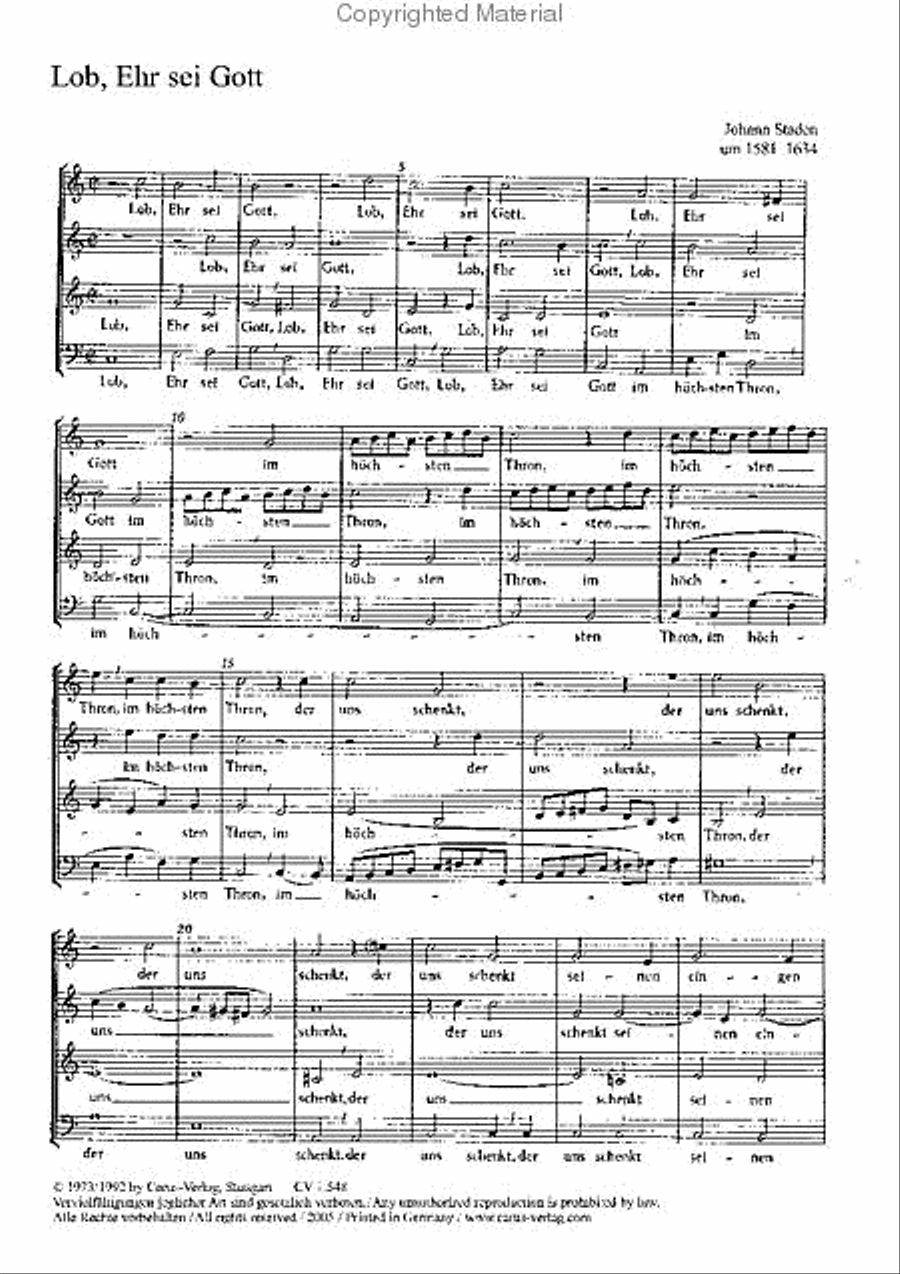 Lob, Ehr sei Gott im hochsten Thron Choir scores gallery preview page 2