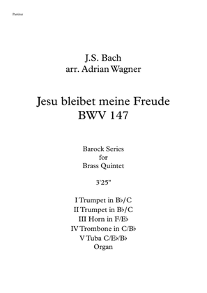 Book cover for "Jesu bleibet meine Freude BWV147" (Johann Sebastian Bach) Brass Quintet & Organ