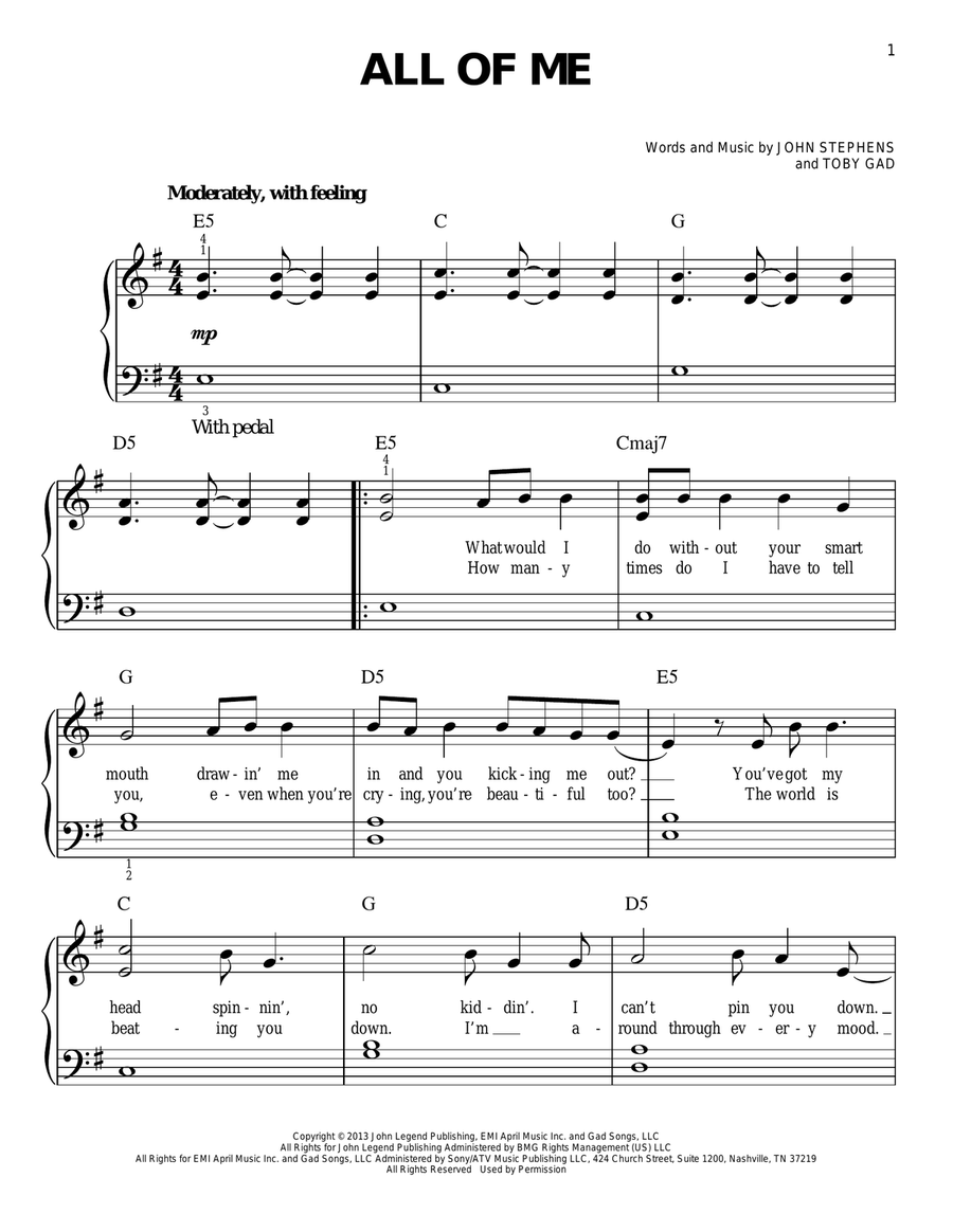 All Of Me Easy Piano scores gallery preview page 1