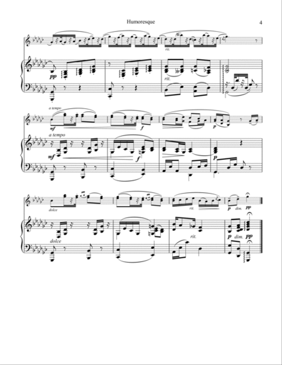 Humoresque, Op. 101, No. 7 for violin and piano (Gb Major) Violin Solo scores gallery preview page 5