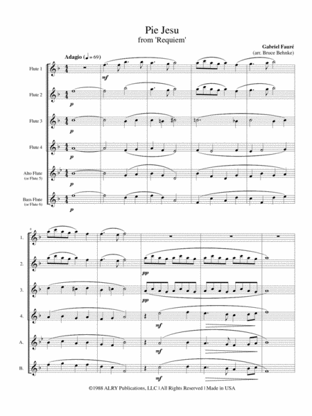 Pie Jesu (from Requiem) for Flute Choir