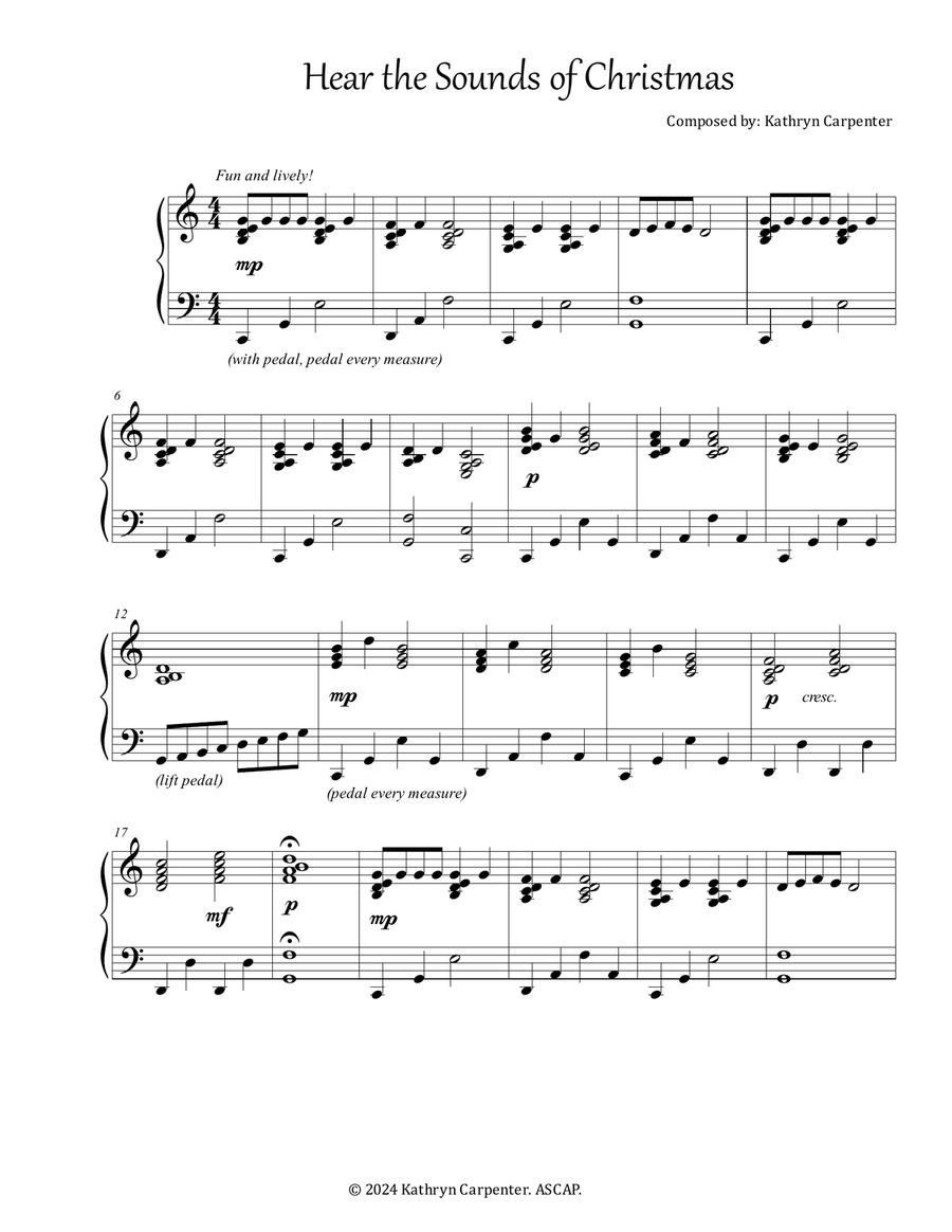 Hear the Sounds of Christmas (Intermediate Piano) Piano Solo scores gallery preview page 1