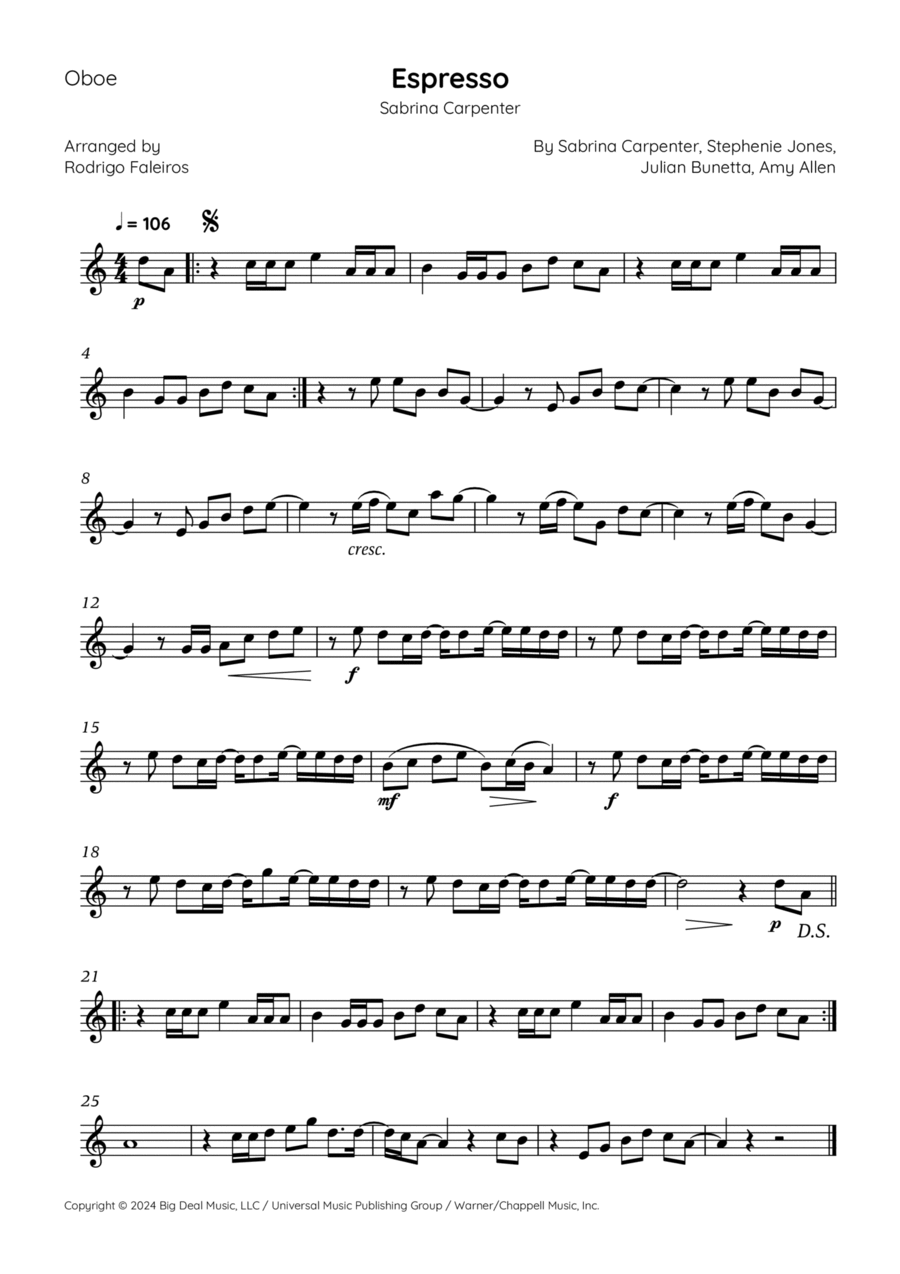 Espresso Oboe Solo scores gallery preview page 1