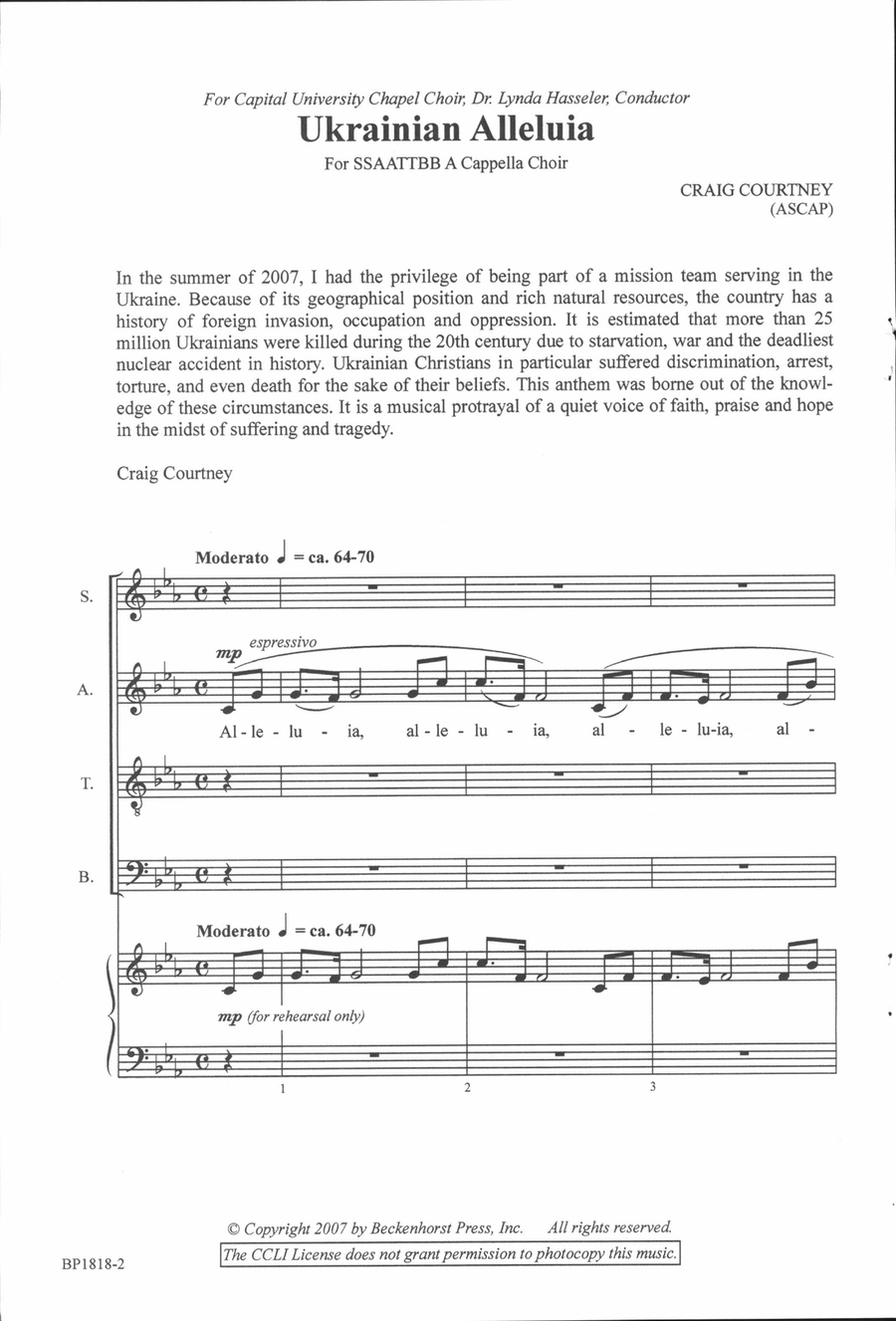 Ukrainian Alleluia - SATB 4-Part scores gallery preview page 2