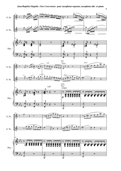 Jean-Baptiste Singelée Duo Concertante, opus 55 pour saxophone soprano, saxophone alto et piano