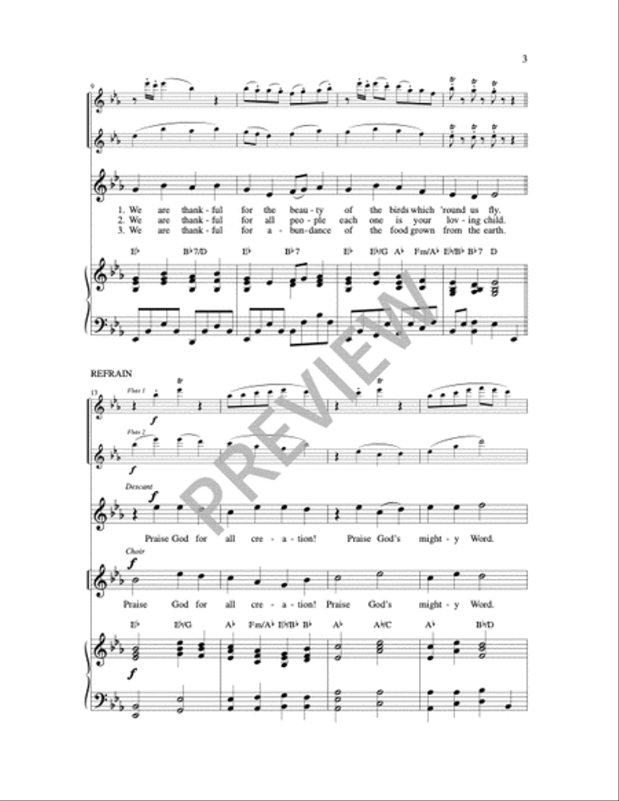 We Are Thankful We Are Thankful Unison Choir scores gallery preview page 3
