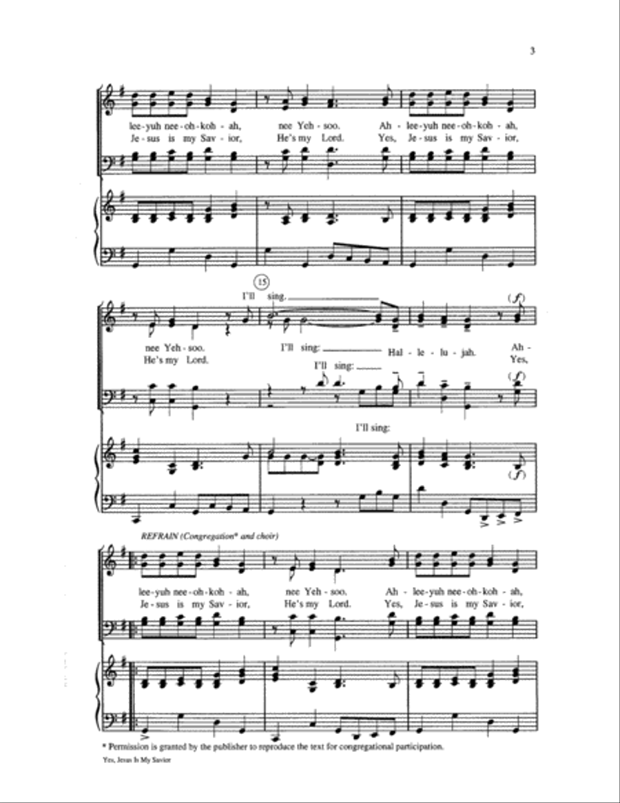 Yes, Jesus Is My Savior Yes, Jesus Is My Savior 4-Part scores gallery preview page 3