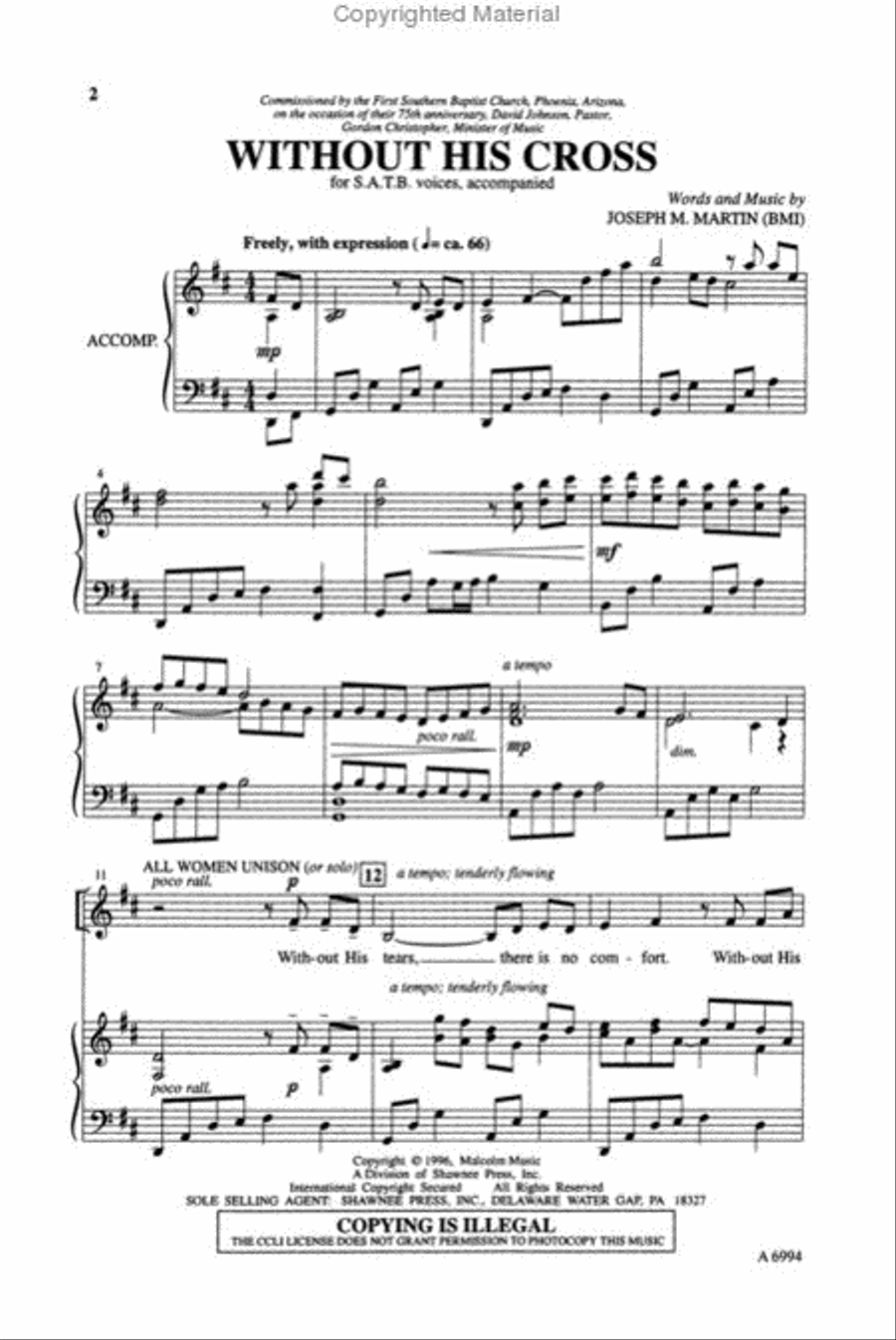 Without His Cross Without His Cross 4-Part scores gallery preview page 2