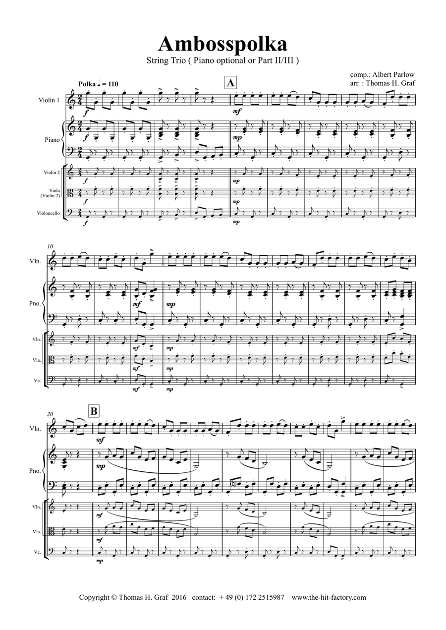Amboss-Polka - German Polka - Oktoberfest - Violin Piano String Orchestra scores gallery preview page 1