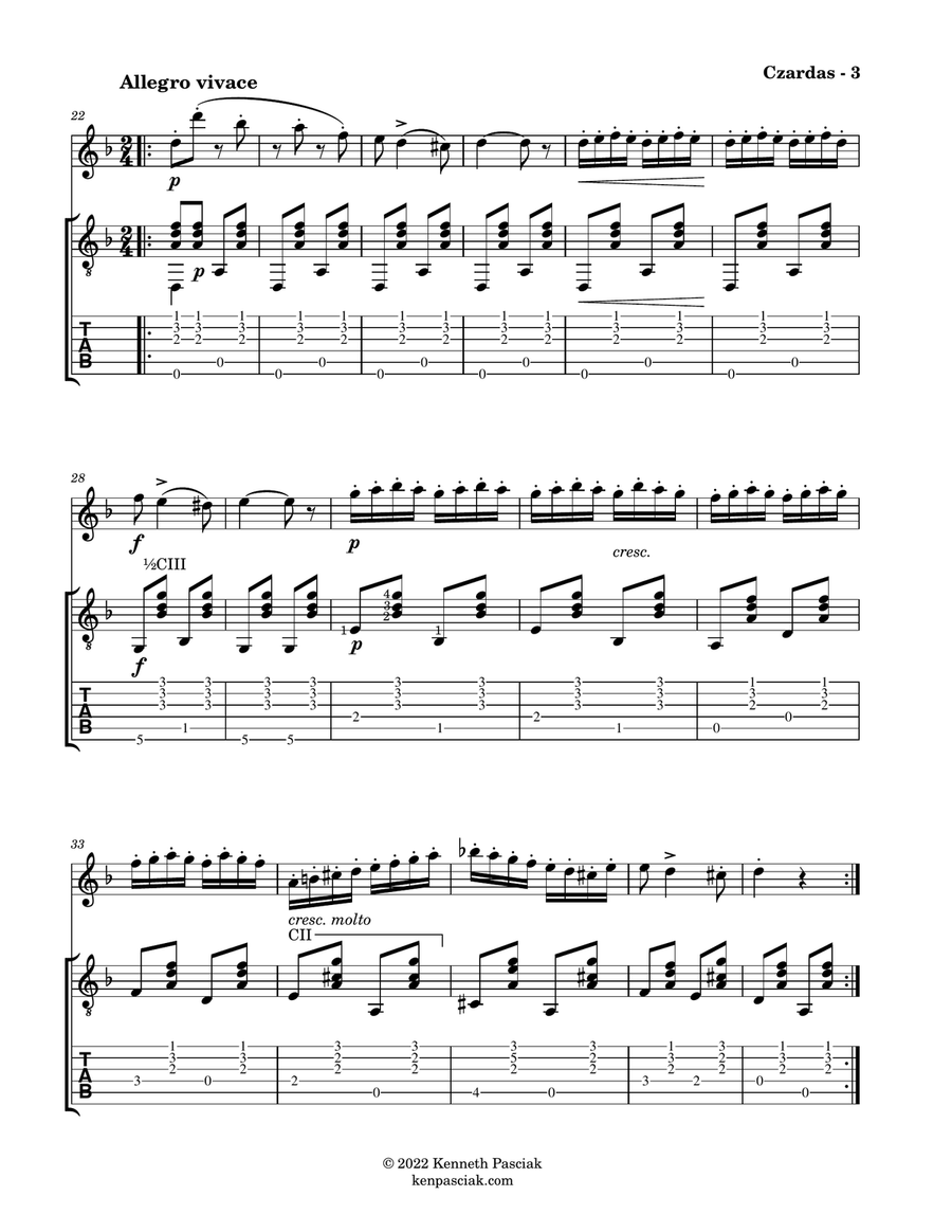 Czardas (for Violin and Guitar) String Duet scores gallery preview page 5