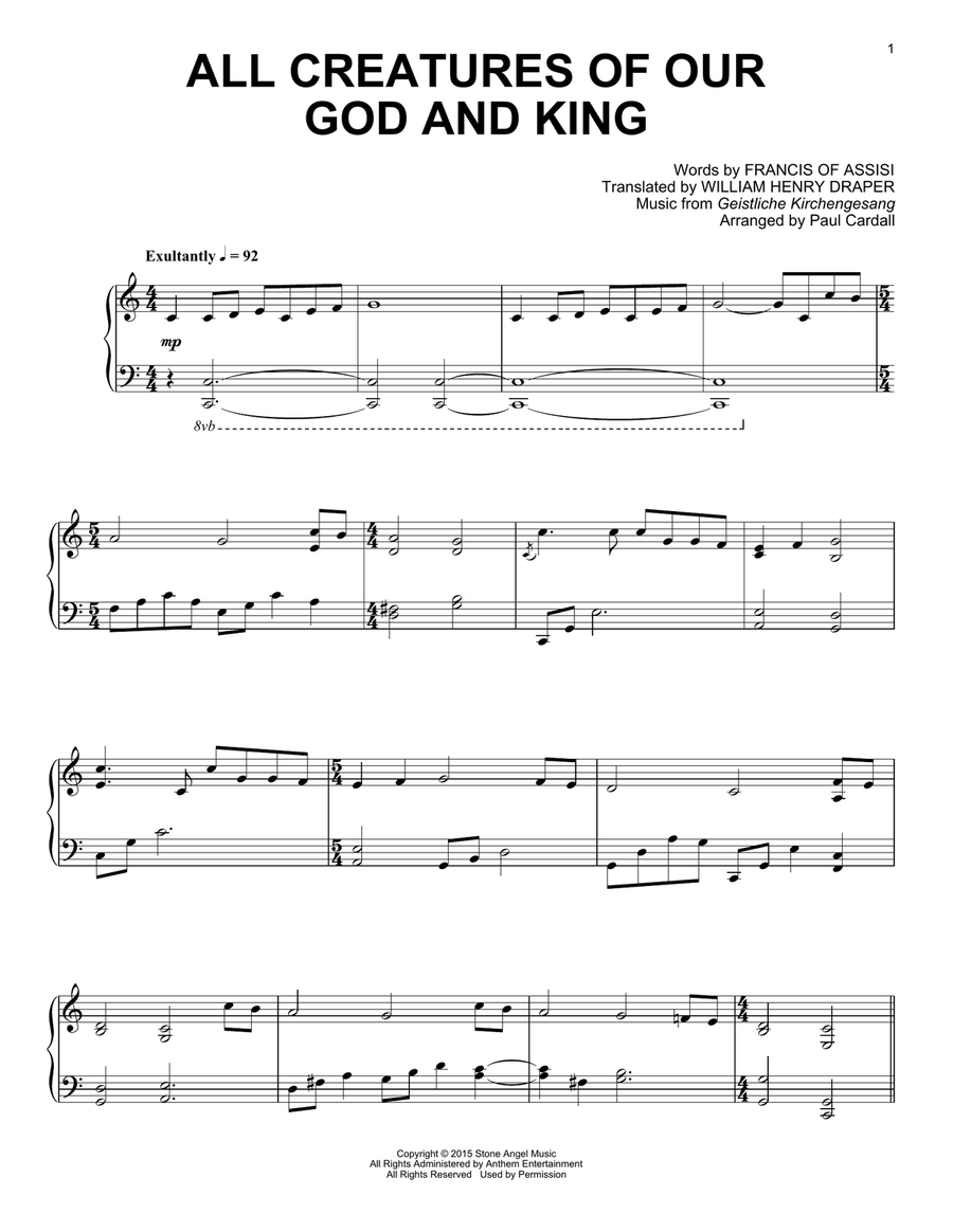 All Creatures Of Our God And King Piano Solo scores gallery preview page 1