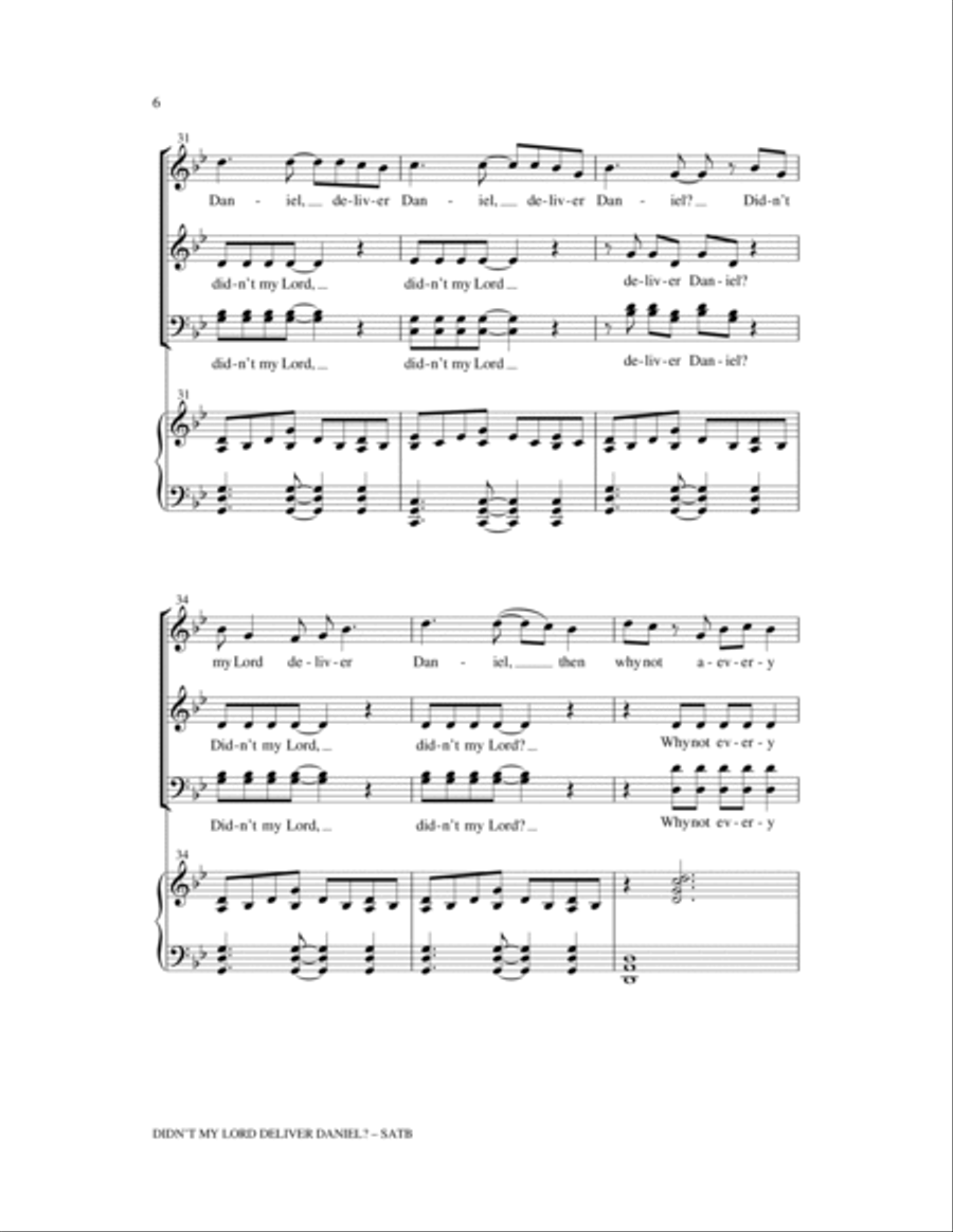 Didn't My Lord Deliver Daniel? 4-Part scores gallery preview page 6