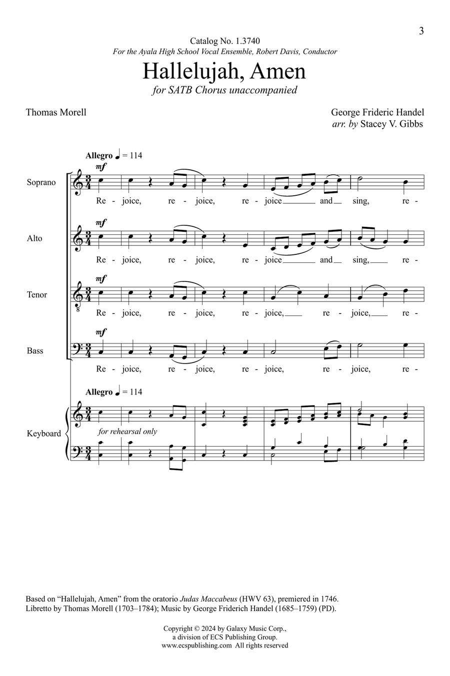 Hallelujah, Amen 4-Part scores gallery preview page 3