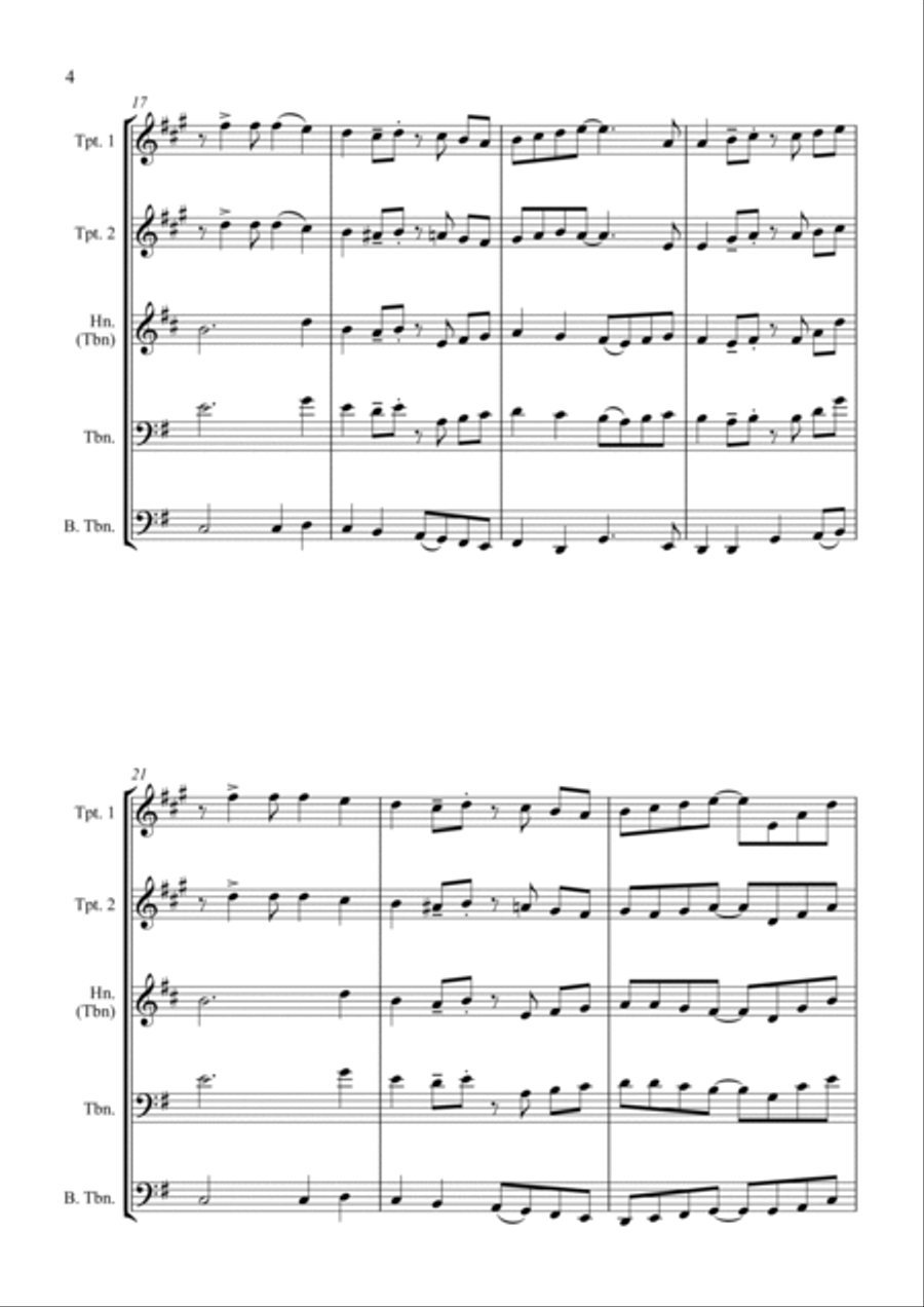 Hark the Herald Angels Swing - Jazz Carol for Brass Quartet Brass Quartet scores gallery preview page 6