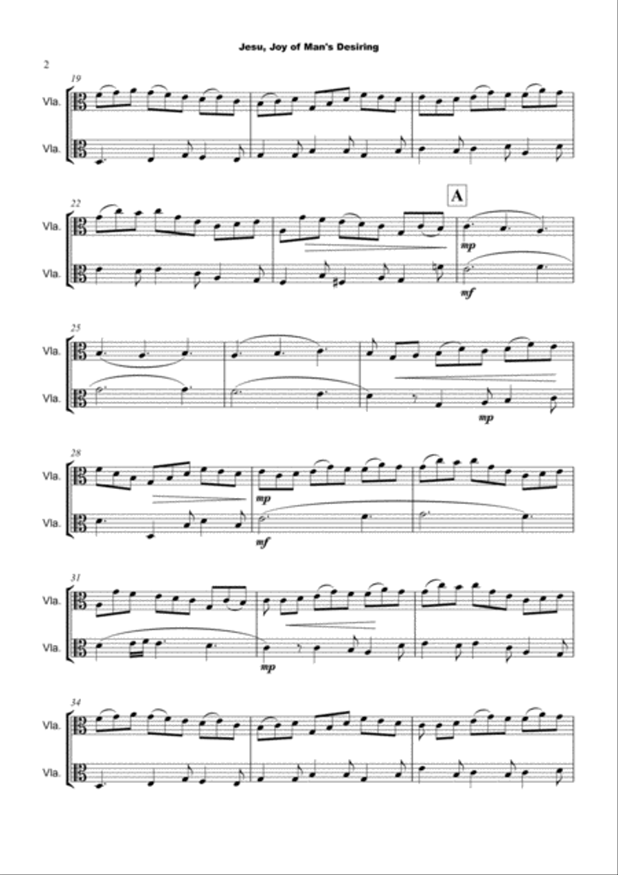 Jesu Joy of Man's Desiring, J S Bach, Viola Duet String Duet scores gallery preview page 3