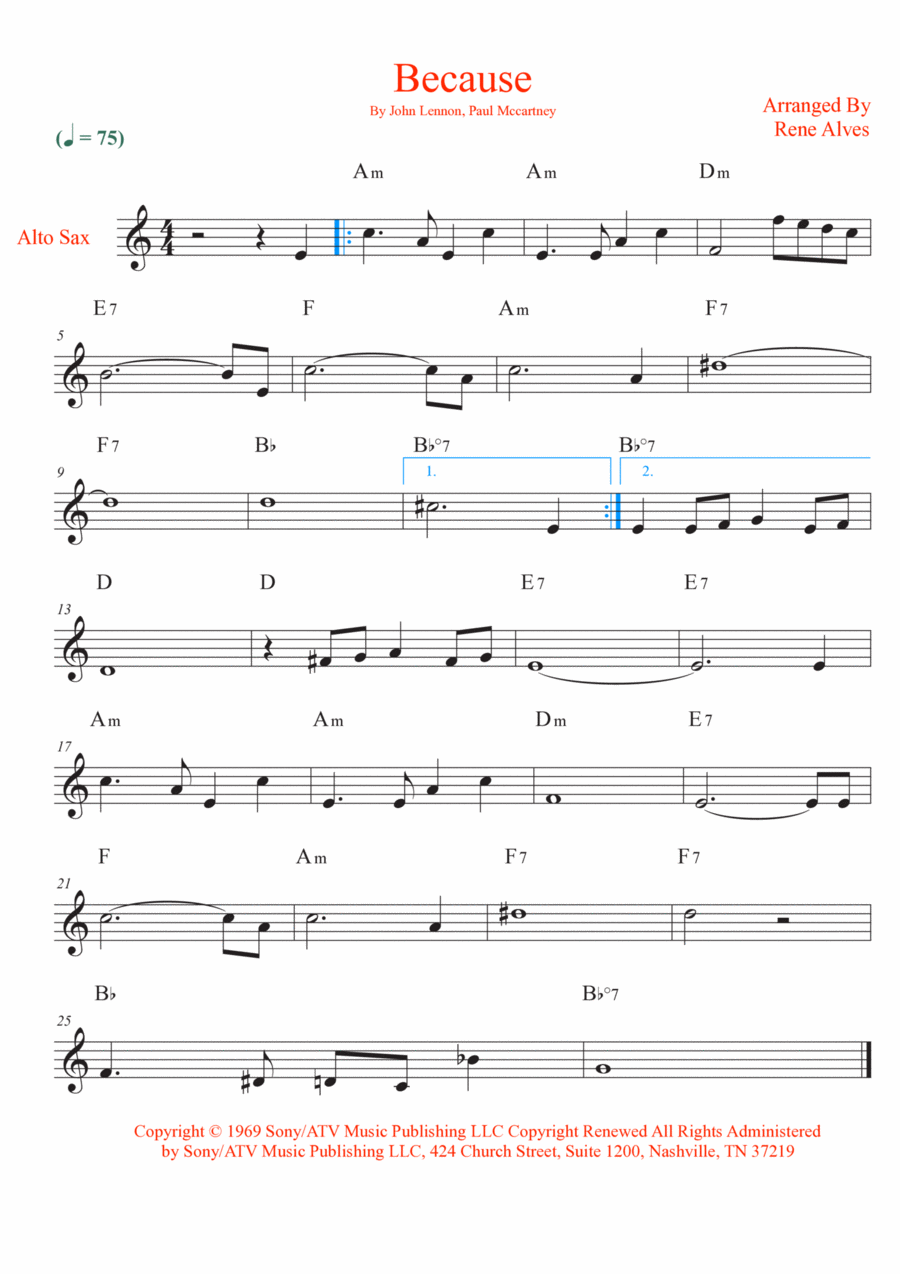 Because Because Alto Saxophone scores gallery preview page 1