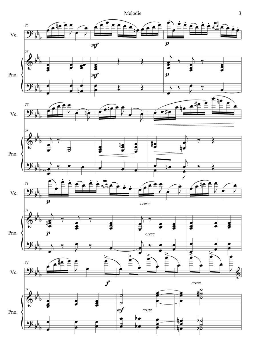 Tchaikovsky: Souvenir d'un lieu cher, Op.42 Melodie by Peter Ilyich Tchaikovsky Piano - Digital Sheet Music page 3