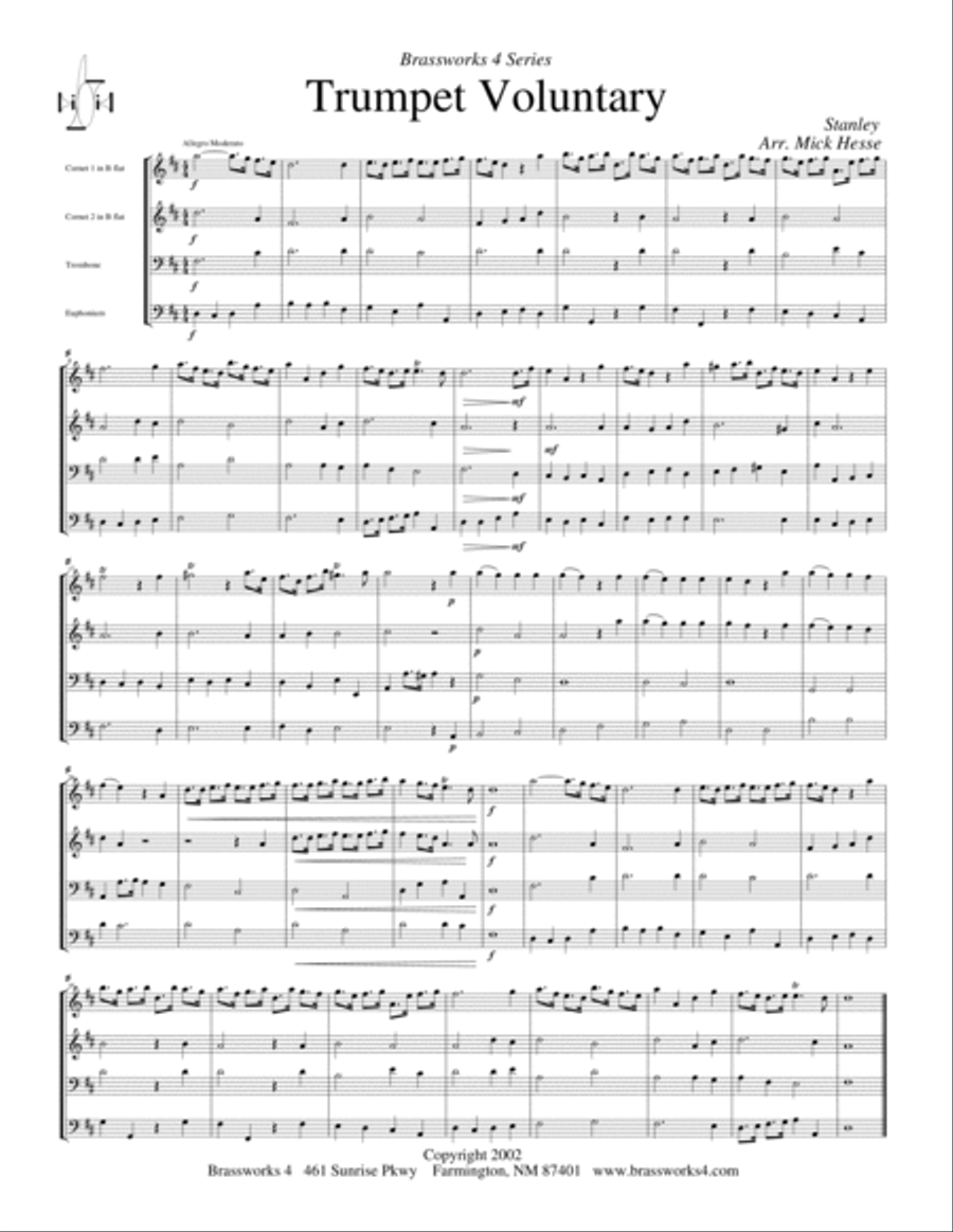 Trumpet Voluntary Brass Quartet scores gallery preview page 2
