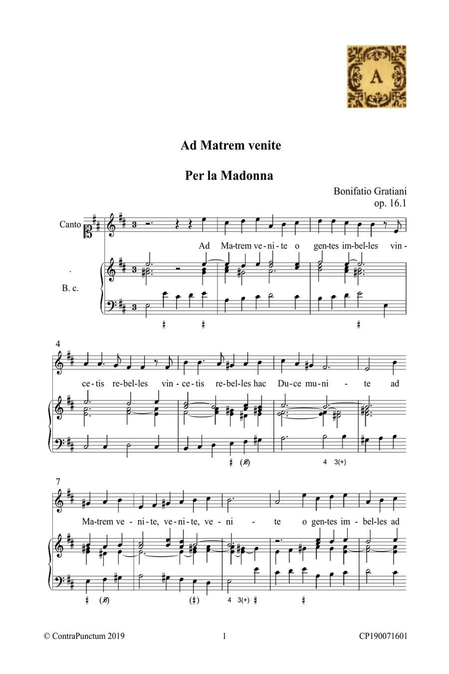 Gratiani, Bonifatio: Il Quinto Libro de Mottetti à Voce Sola, Roma 1669 Soprano Voice scores gallery preview page 5