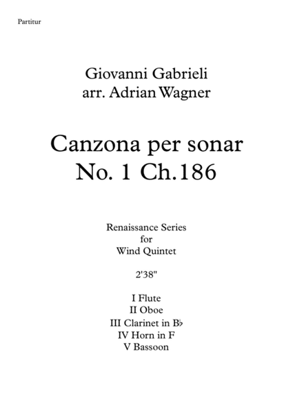 Canzona per sonar No 1 Ch.186 (Giovanni Gabrieli) Wind Quintet arr. Adrian Wagner image number null