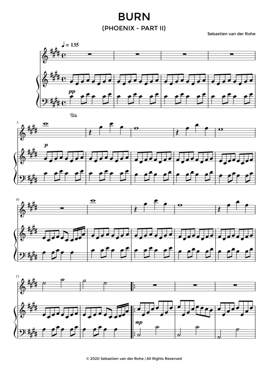 Burn (Phoenix - Part II) Piano Solo scores gallery preview page 1