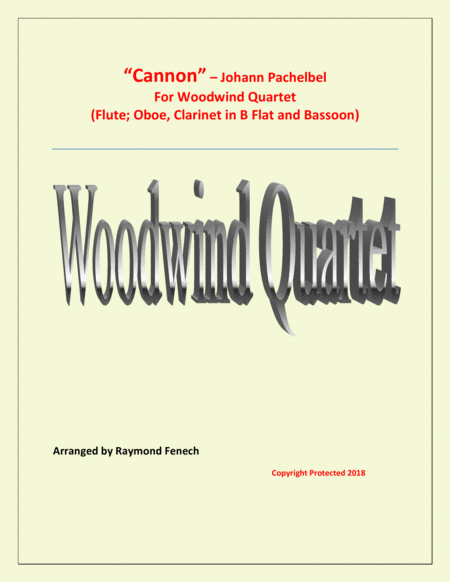 Canon - Pachebel (Oboe; Flute; B Flat Clarinet and Bassoon) Woodwind Quartet - Advanced Intermediate image number null