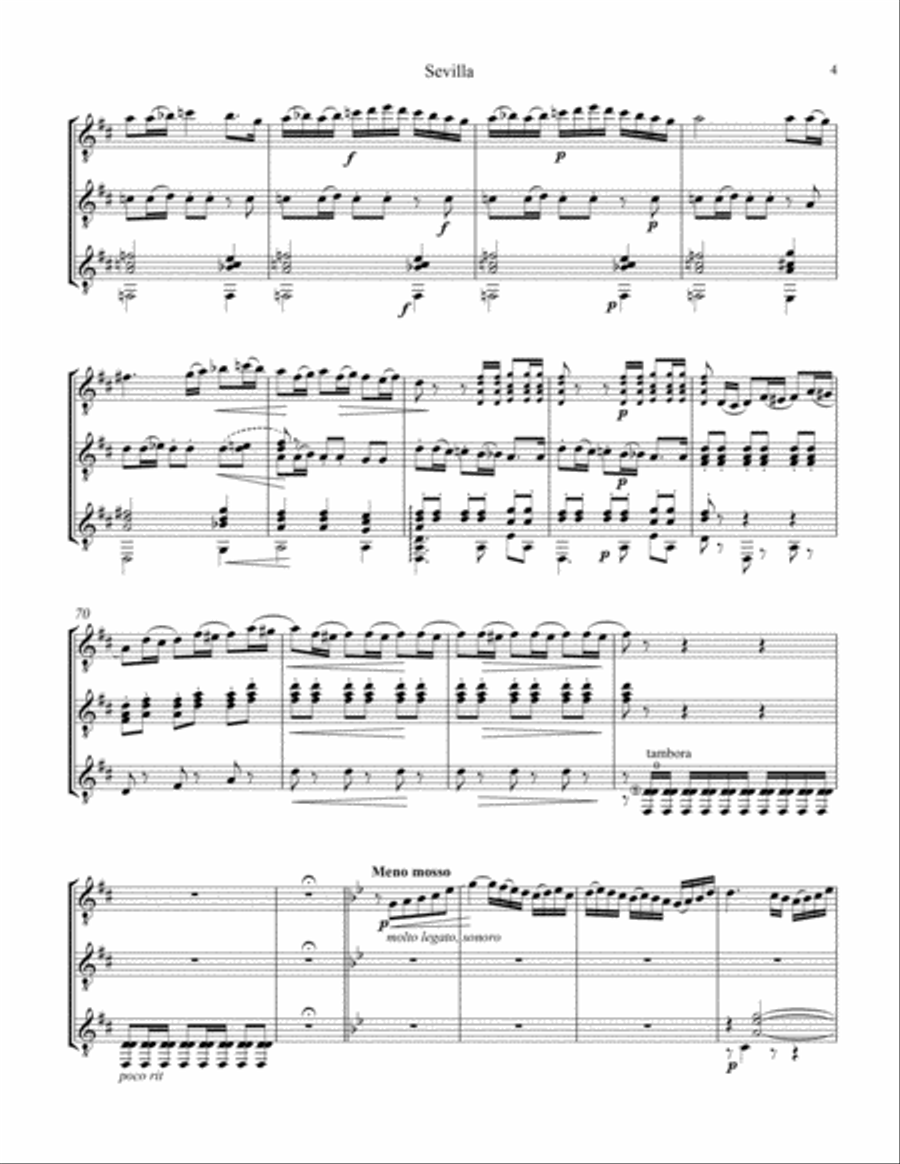 Sevilla Op. 47 No. 3 for guitar trio Guitar Ensemble scores gallery preview page 5
