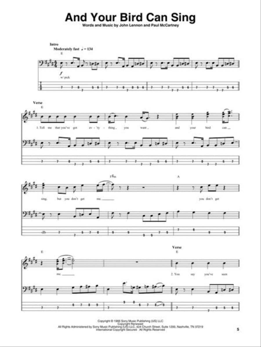 The Beatles – Bass Tab Anthology Bass Guitar Tablature scores gallery preview page 5