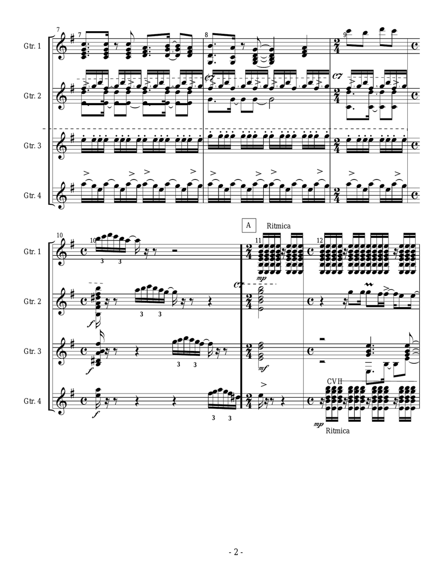 MORENA -flamenco rumba for guitar quartet- Guitar Ensemble scores gallery preview page 2