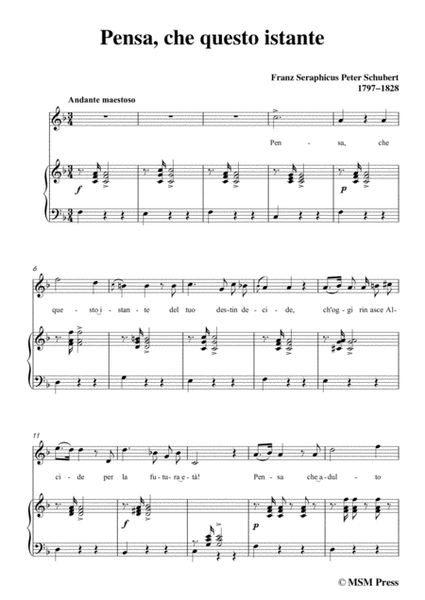 Schubert-Pensa,che questo istante,in F Major,for Voice&Piano image number null