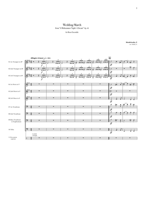 Wedding March from “A Midsummer Night's Dream” Op. 61 for Brass Ensemble
