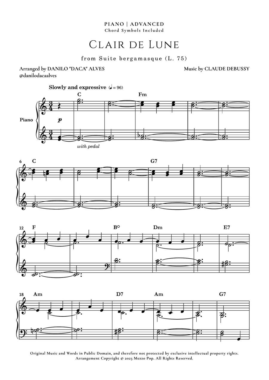 Clair de Lune Piano Solo scores gallery preview page 1