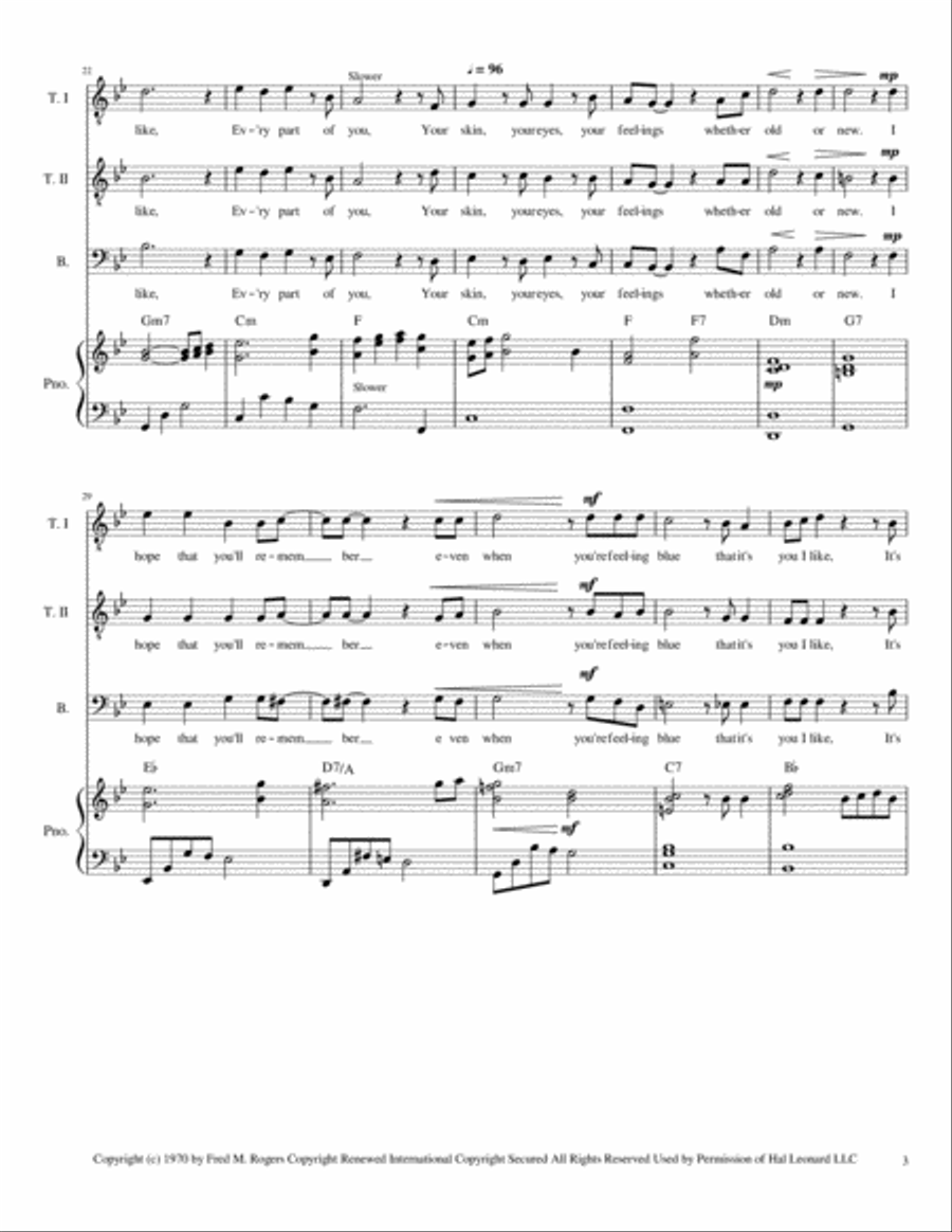 It's You I Like from MISTER ROGERS' NEIGHBORHOOD 3-Part scores gallery preview page 4