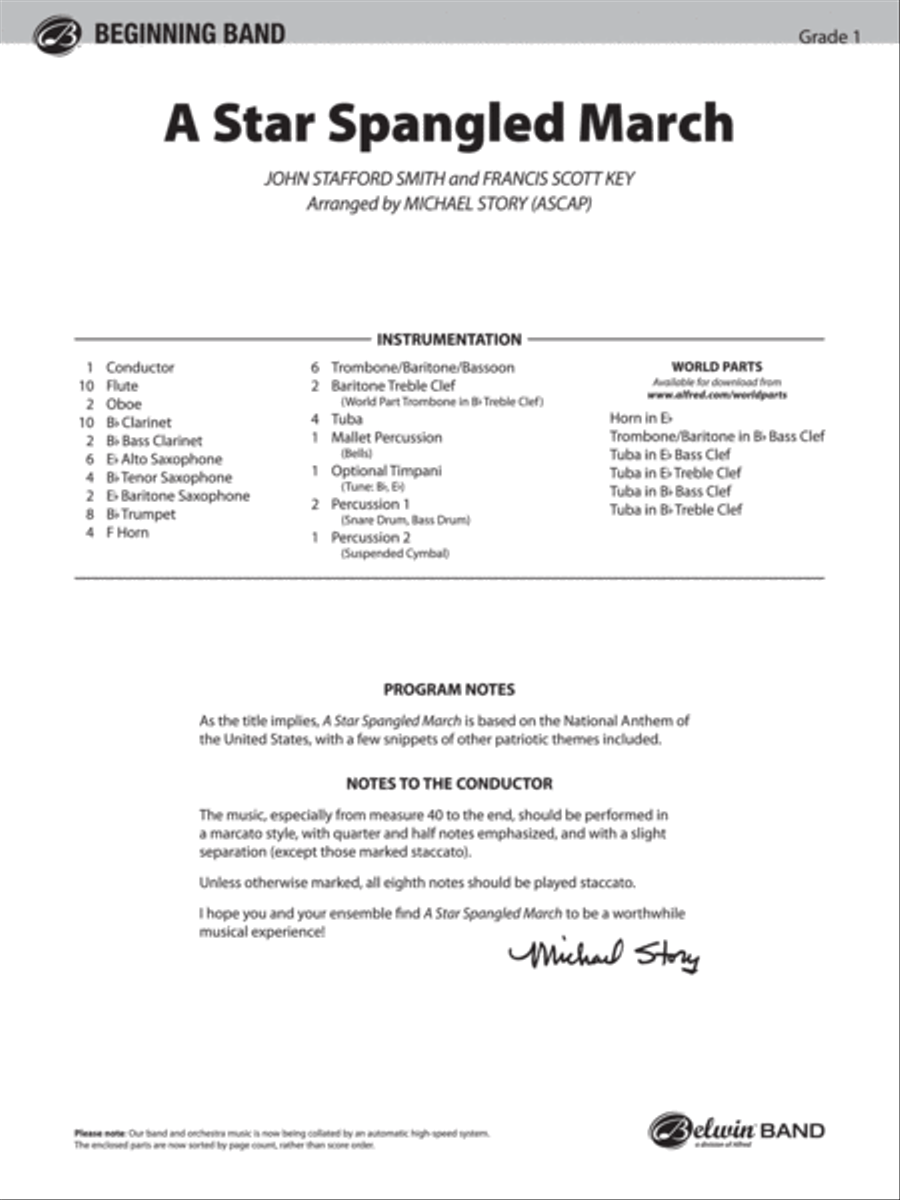 A Star Spangled March: Score Concert Band scores gallery preview page 1