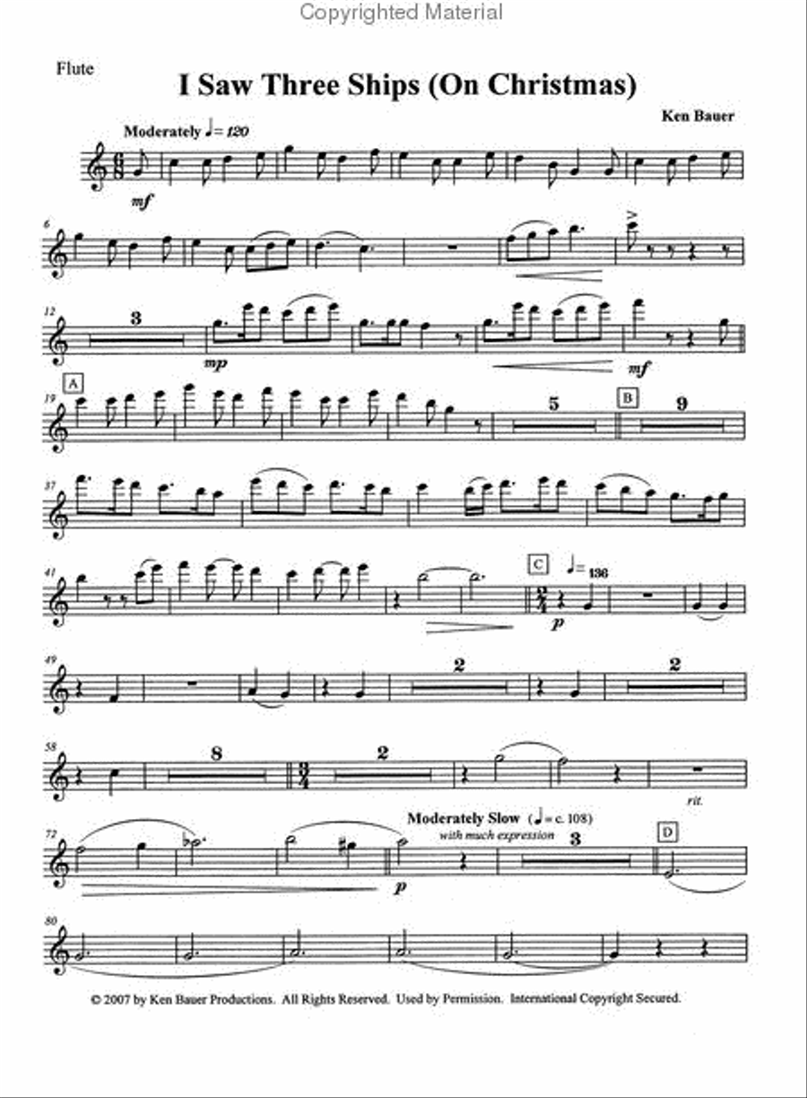 I Saw 3 Ships (On Christmas Day) Woodwind Quintet scores gallery preview page 4