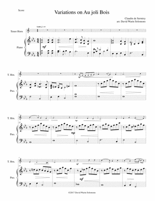 Au joli bois (after Claudin de Sermisy) for tenor horn (horn in E flat) and piano